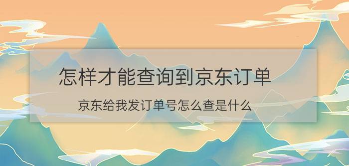 怎样才能查询到京东订单 京东给我发订单号怎么查是什么？